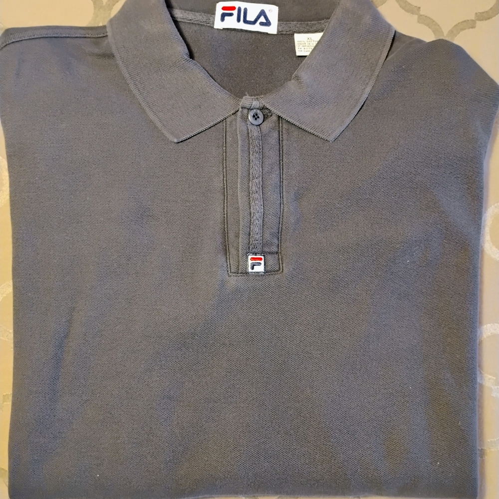 Fila Vintage Blue Long Sleeve XL Polo Shirt for Men